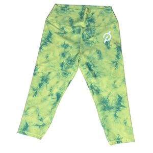 Peloton Cadet Capri Tie Dye Yellow Green Large